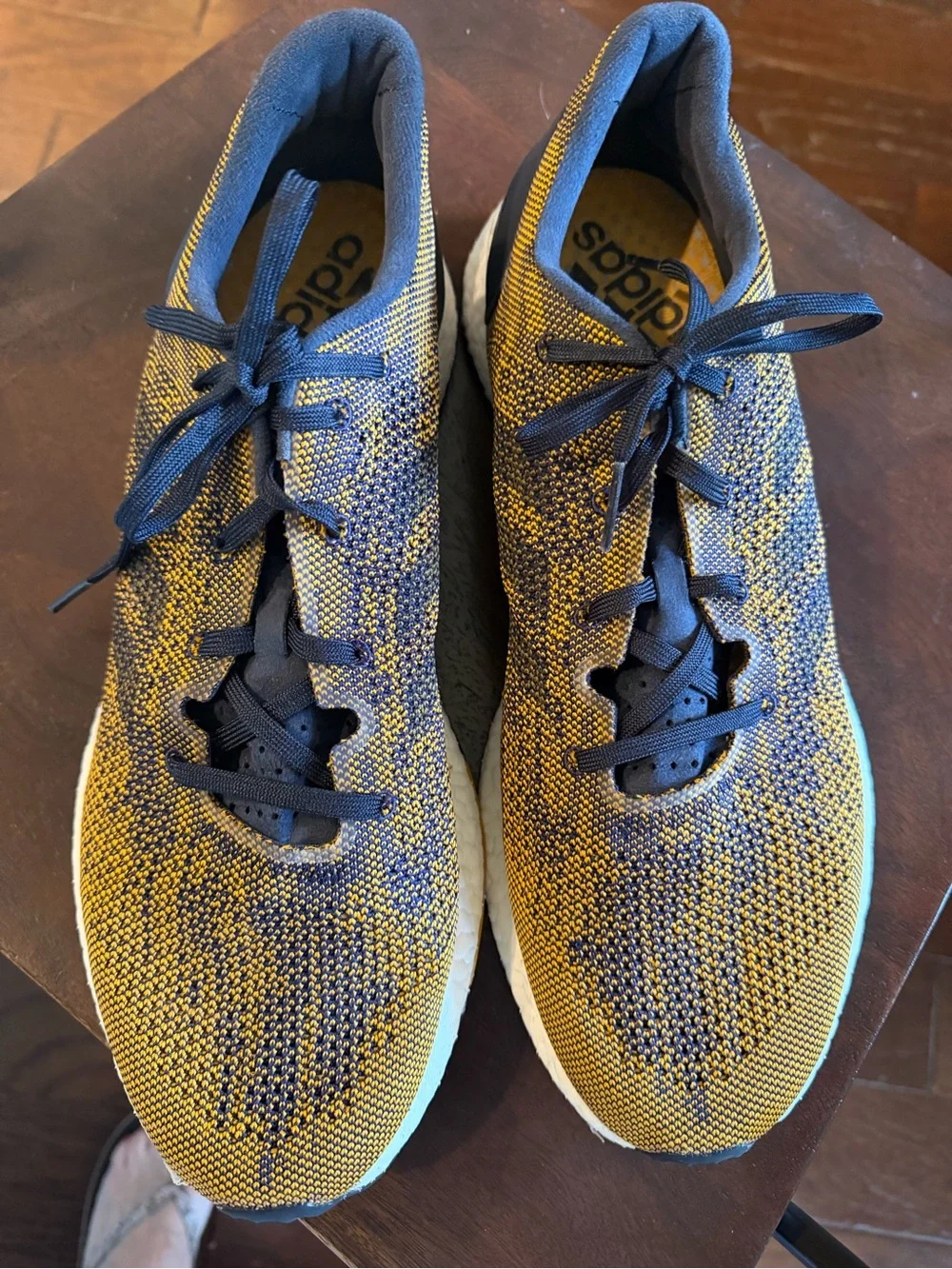 Adidas PureBoost DPR Tactile Yellow & Navy Men's Size 13 Running Shoes Sneakers